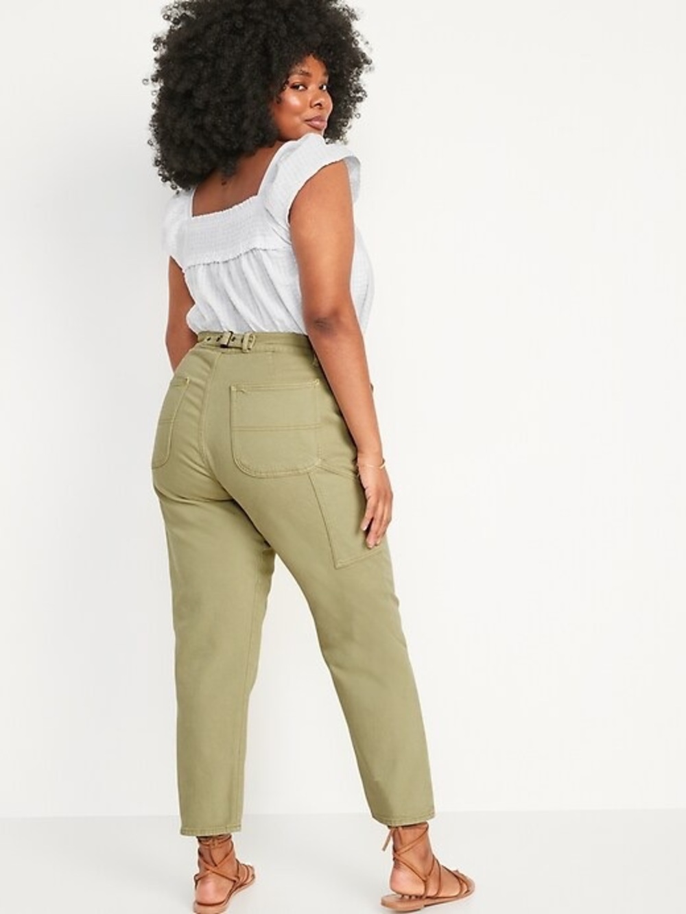Old Navy Extra High Waisted Curvy Straight Leg Utility Carpenter Pants Mint
